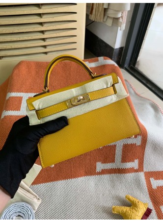 Replica Hermes Yellow Mini Kelly Handbag Epsom leather